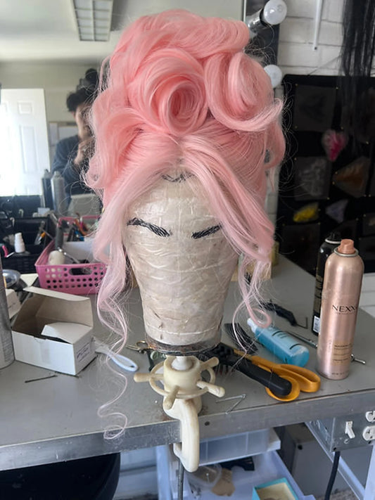 Pink 1950s twist Human Hair