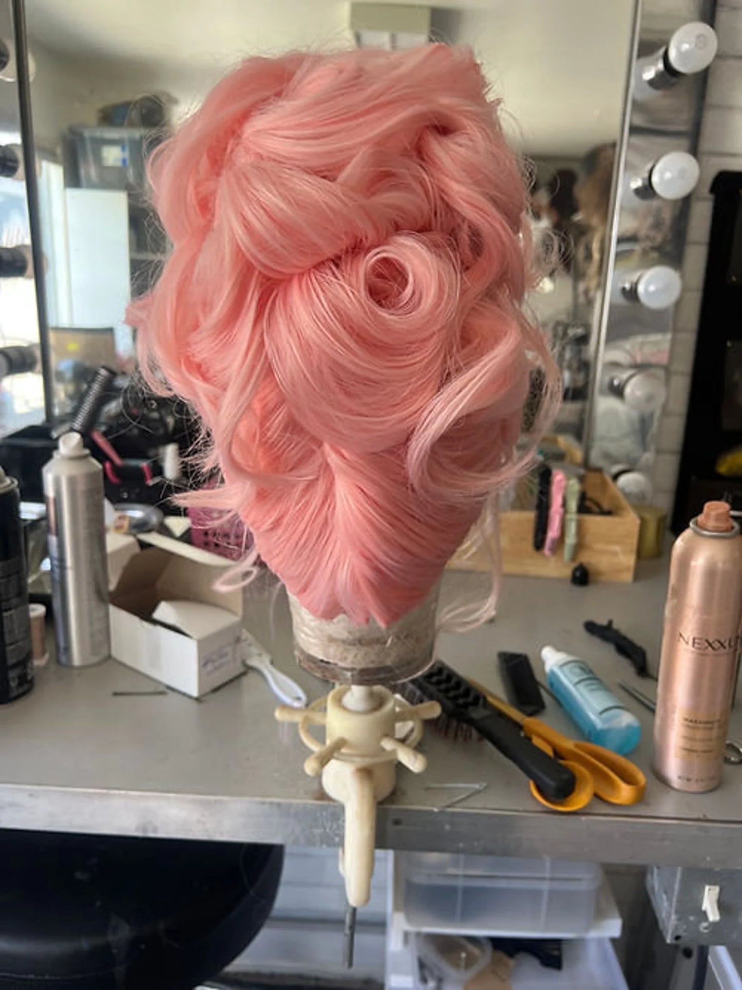Pink 1950s twist Human Hair