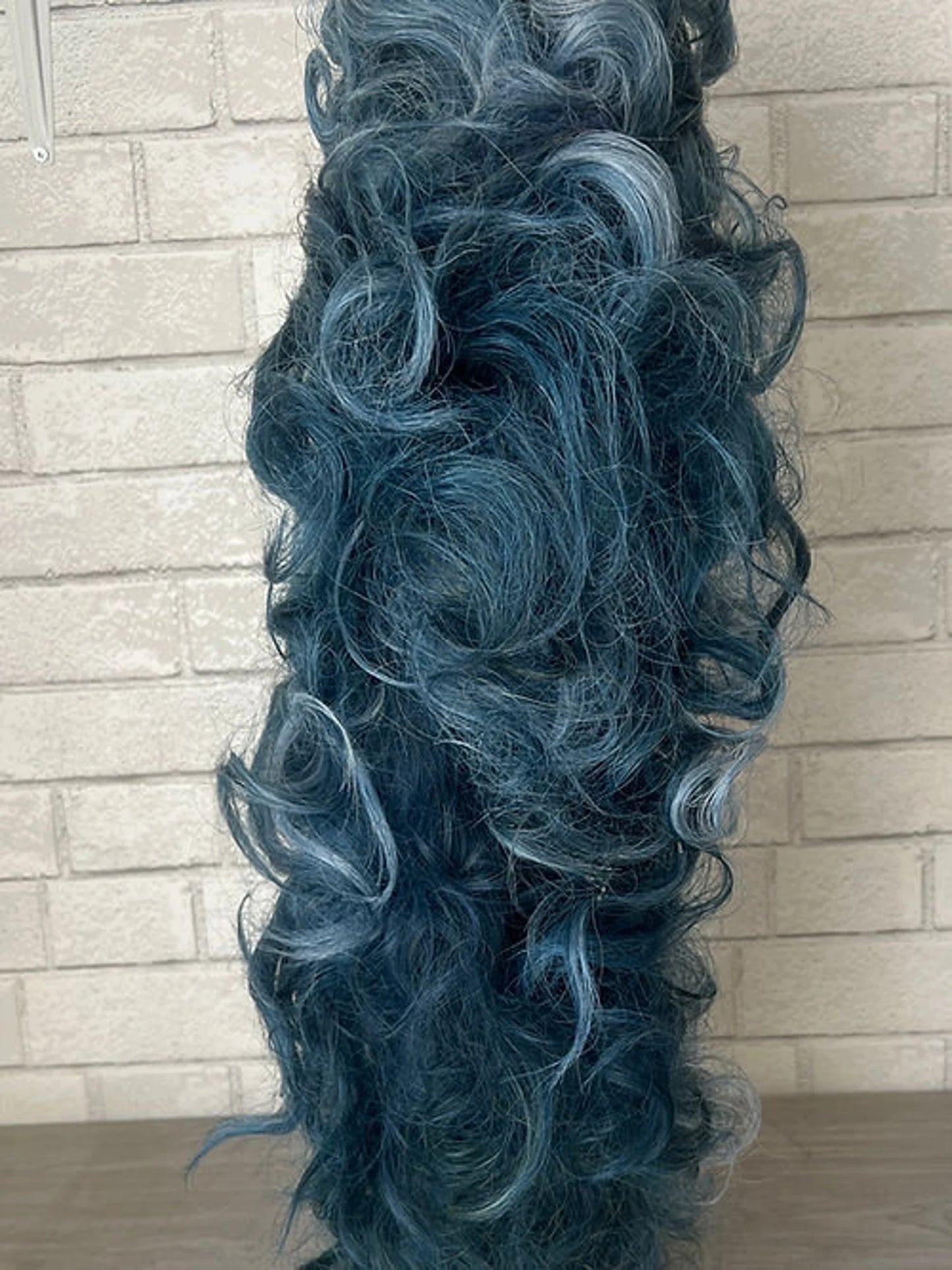 Blue Mohawk with sideburns Human Hair