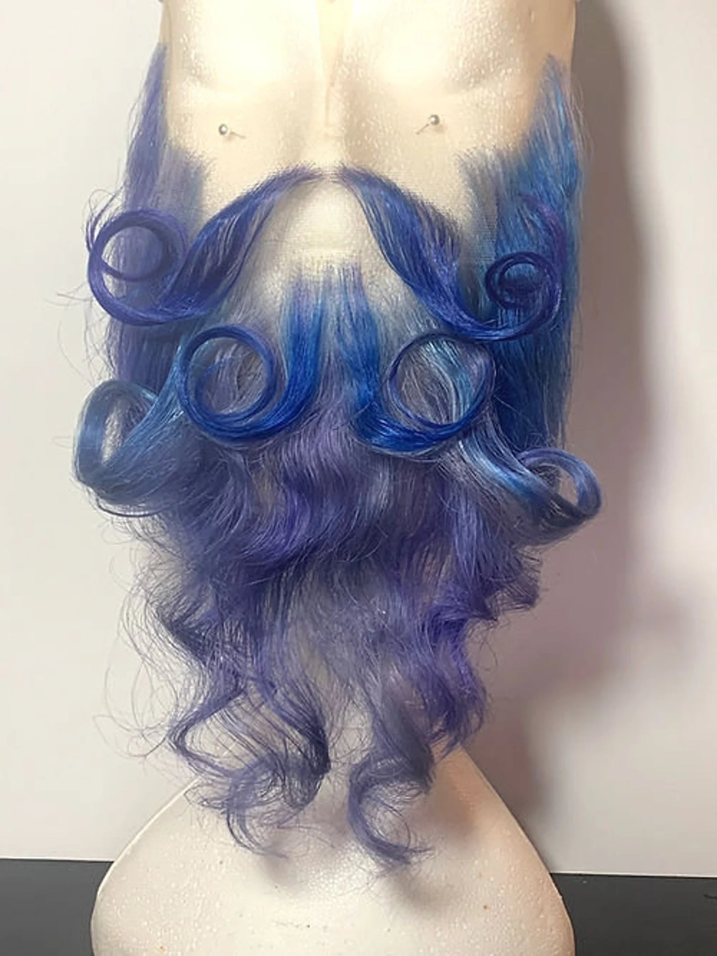 Blue beard and mustache set Human Wigs