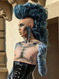 Blue Mohawk with sideburns Human Hair