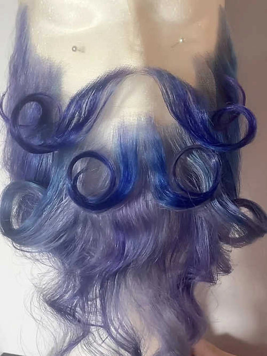 Blue beard and mustache set Human Wigs