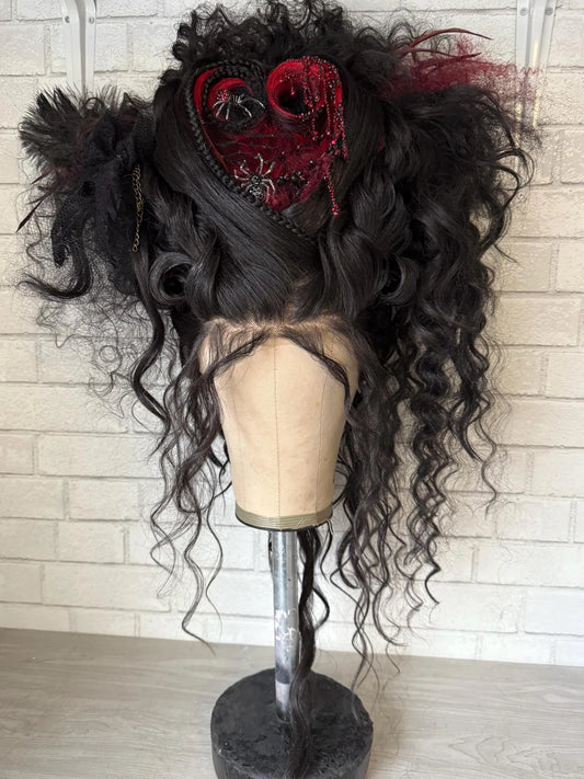 Custom vampire/queen/heart wig